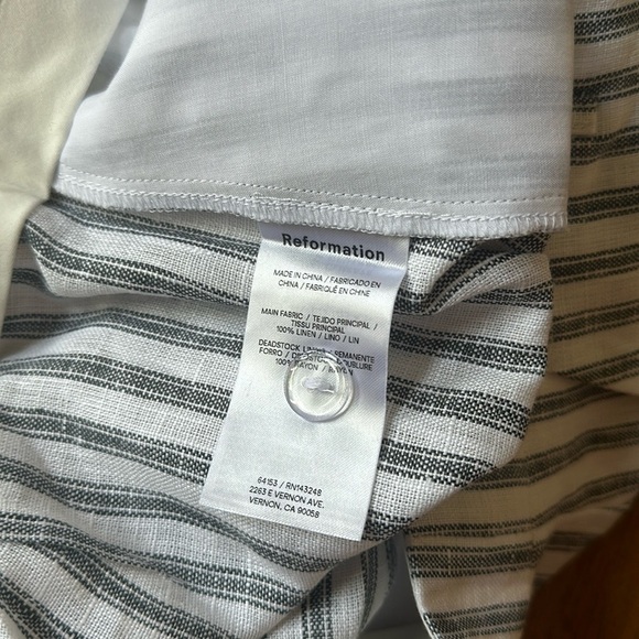 NWT Reformation Carter Mid Rise Wide  Leg Linen Pant in Antibes Stripe | size 2 - Picture 7 of 10